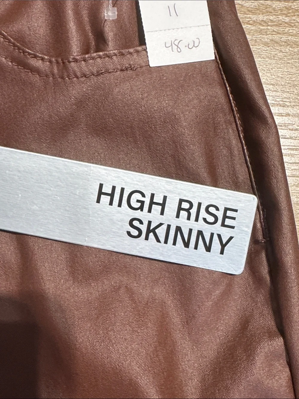 Madden Girl Junior’s Faux Leather Brown High Waisted Skinny Pants - Size 11